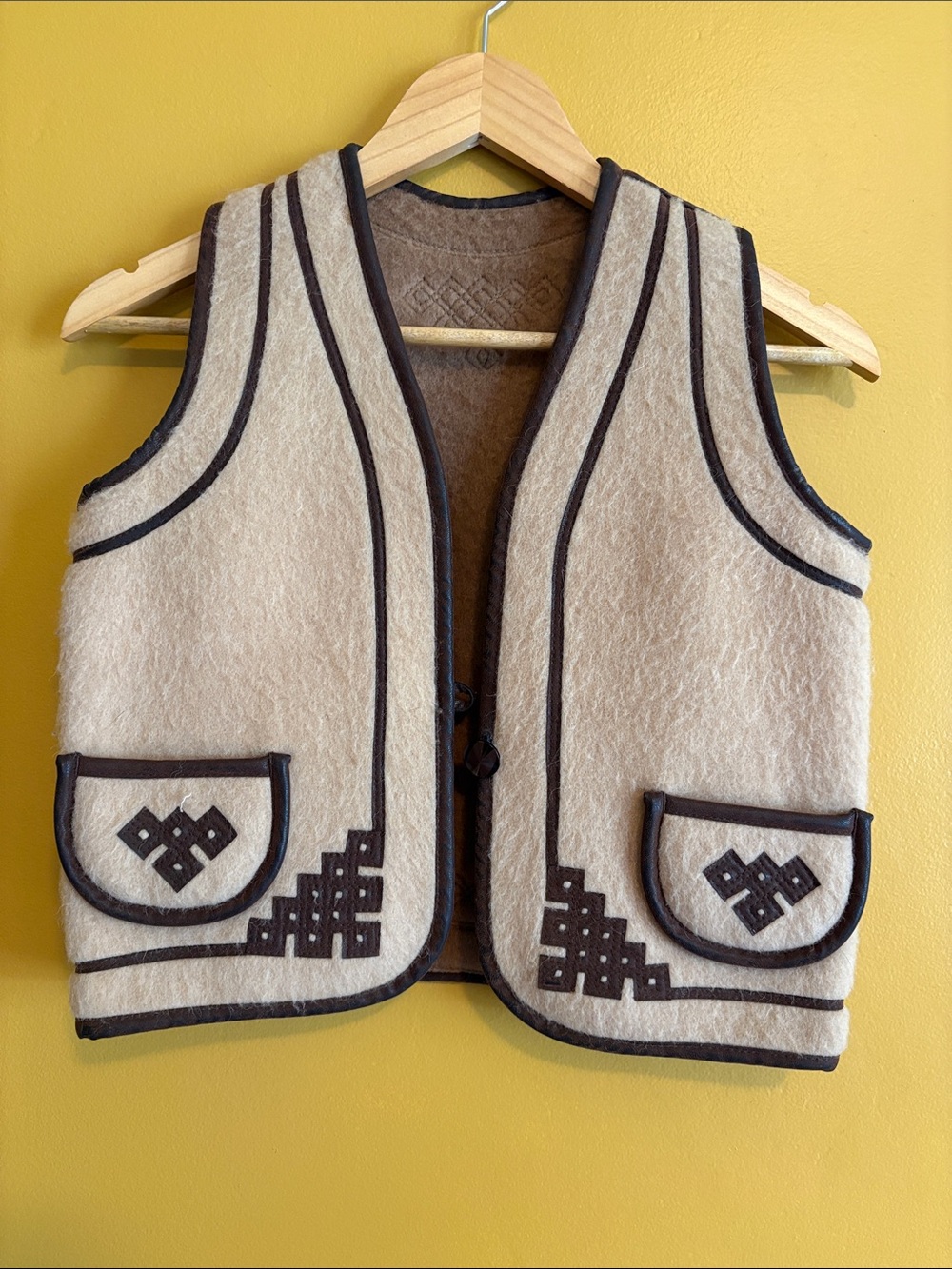 Vintage Wool Leather Lined Vest